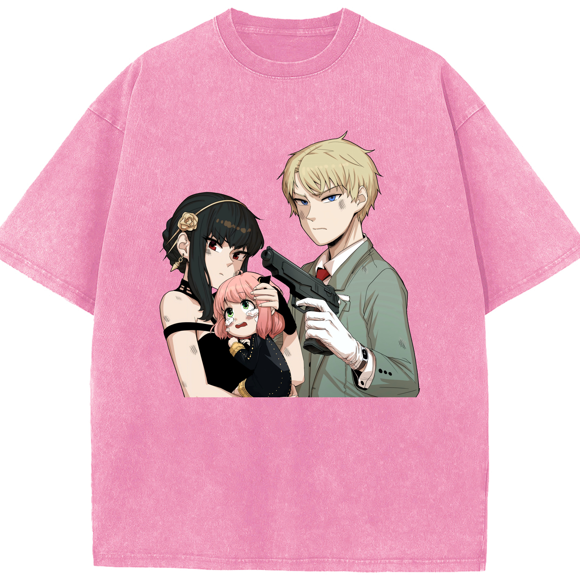 （画像用） SPY×FAMILY间谍家家酒 綿100% ヴィンテージ風 半袖Tシャツ（フロントプリント）